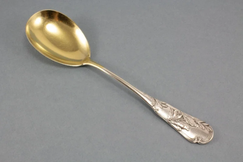 Kompottlöffel mit Turteltauben, BSF, 800er Silber - Löffelland