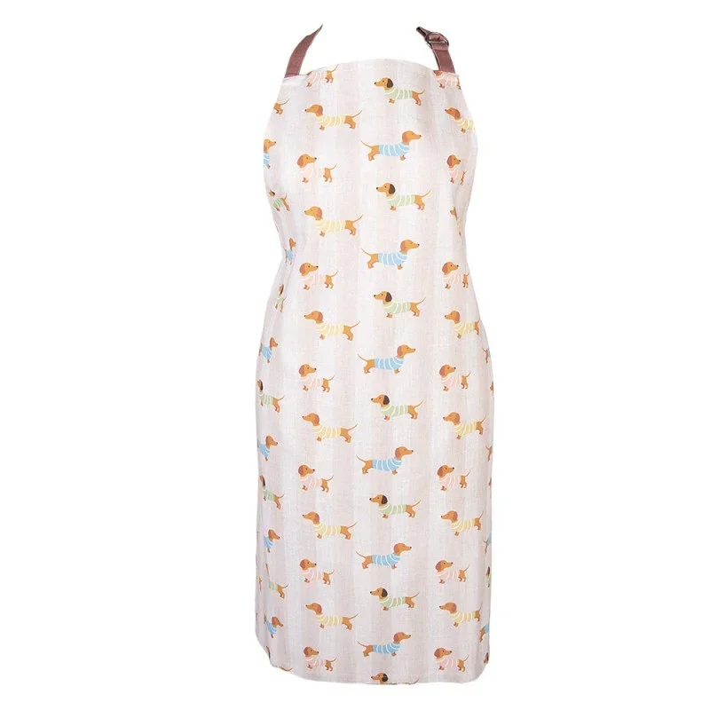 Küchenschürze Dapper Dog – stilvolle Schürze aus Baumwolle in Beige