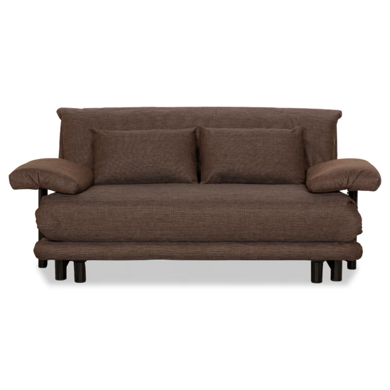Ligne Roset Multy Stoff Dreisitzer Sofa Braun manuelle Funktion Schlaffunktion Sofa Couch inkl. Armlehnen und Kissen Neubezug