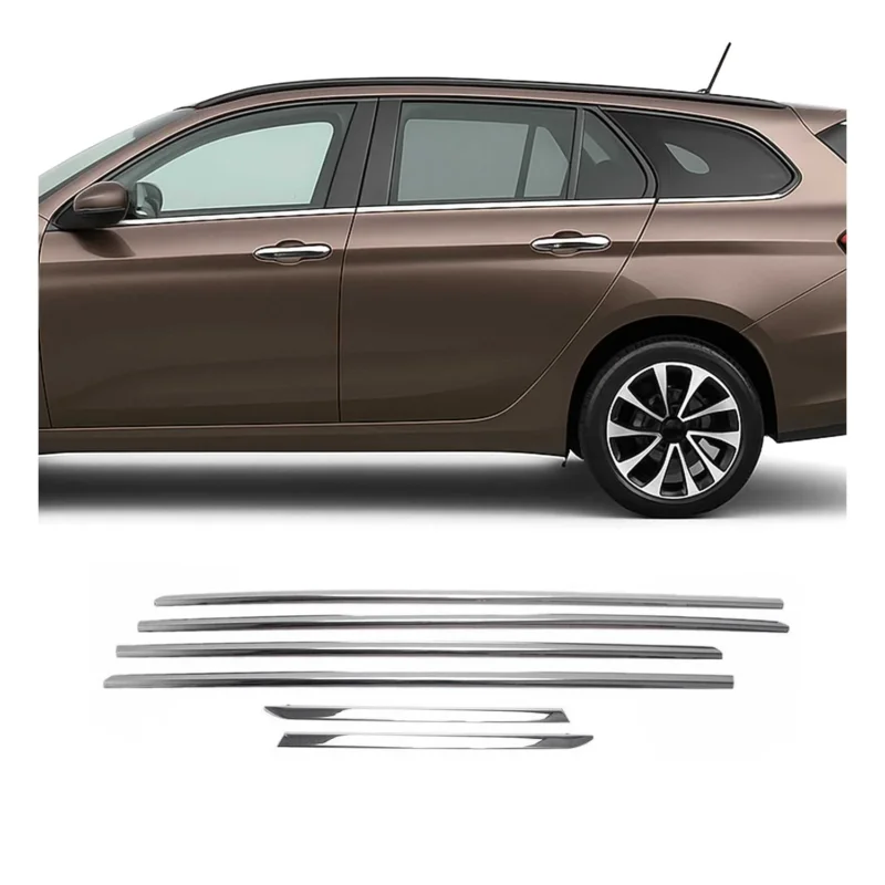 Fensterleisten Zierleisten für Fiat Tipo Kombi 2015-2026 Edelstahl Chrom 6tlg