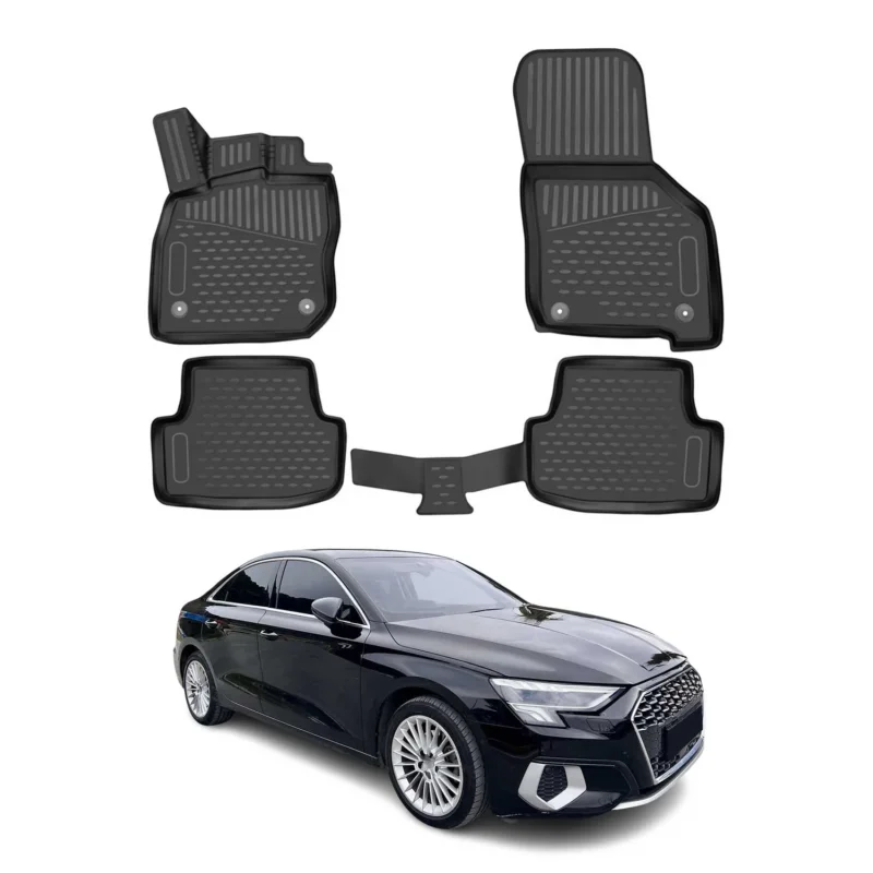 OMAC Gummimatten Fußmatte für Audi A3 8Y 2020-2026 Limo Sportback TPE Schwarz 4x