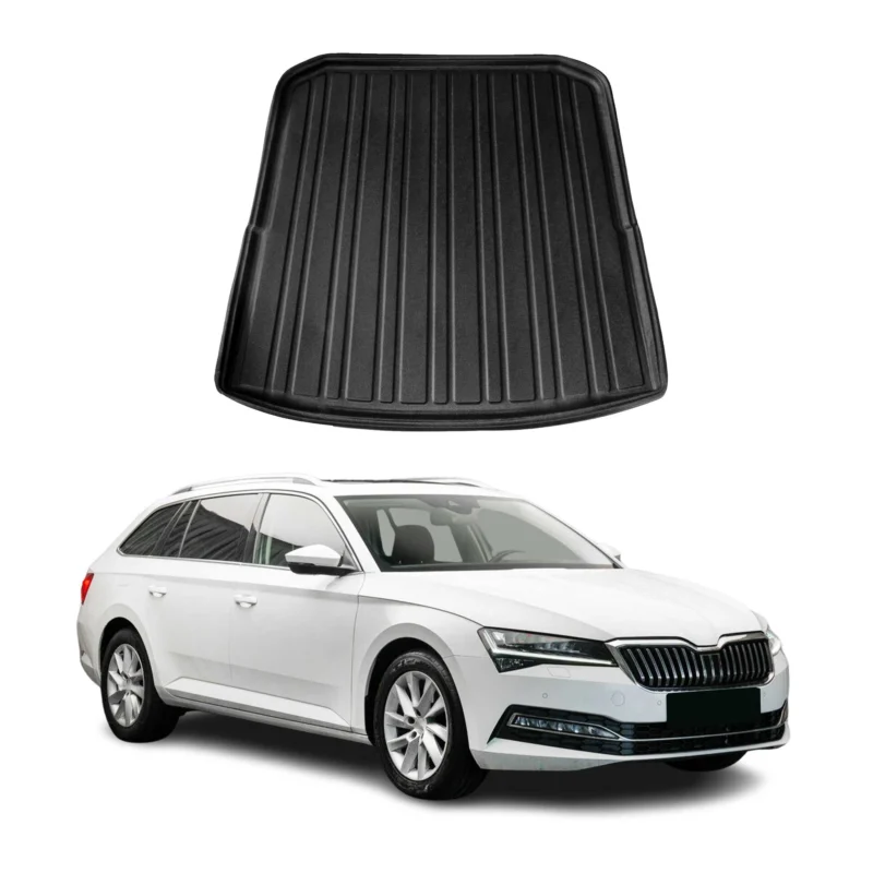 Kofferraumwanne Laderaumwanne für Skoda Superb Kombi 2015-2024 Gummi TPE Schwarz
