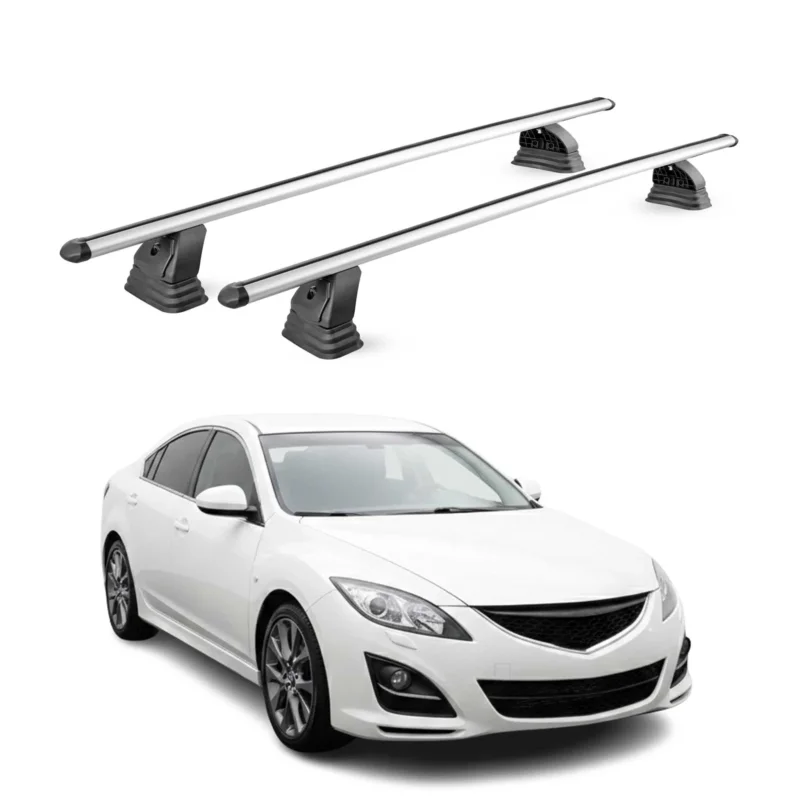 Alu Dachträger für Mazda 6 II Limo 2007-2012 TÜV T-Nut Abschließbar 2tlg Silber