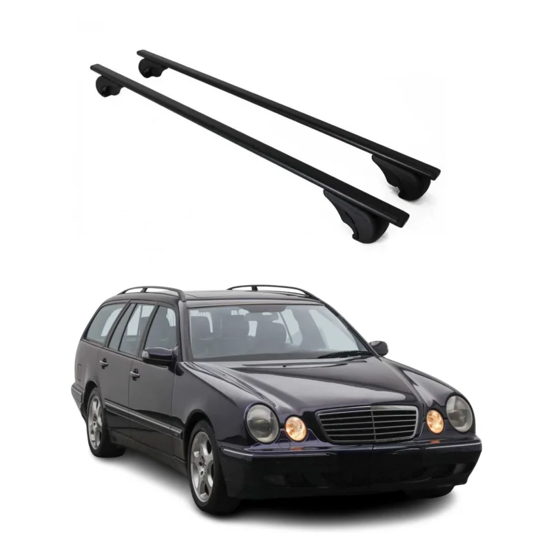 Dachträger für Mercedes E Klasse S210 T-Modell 1996-2002 75kg Stahl Schwarz 2x