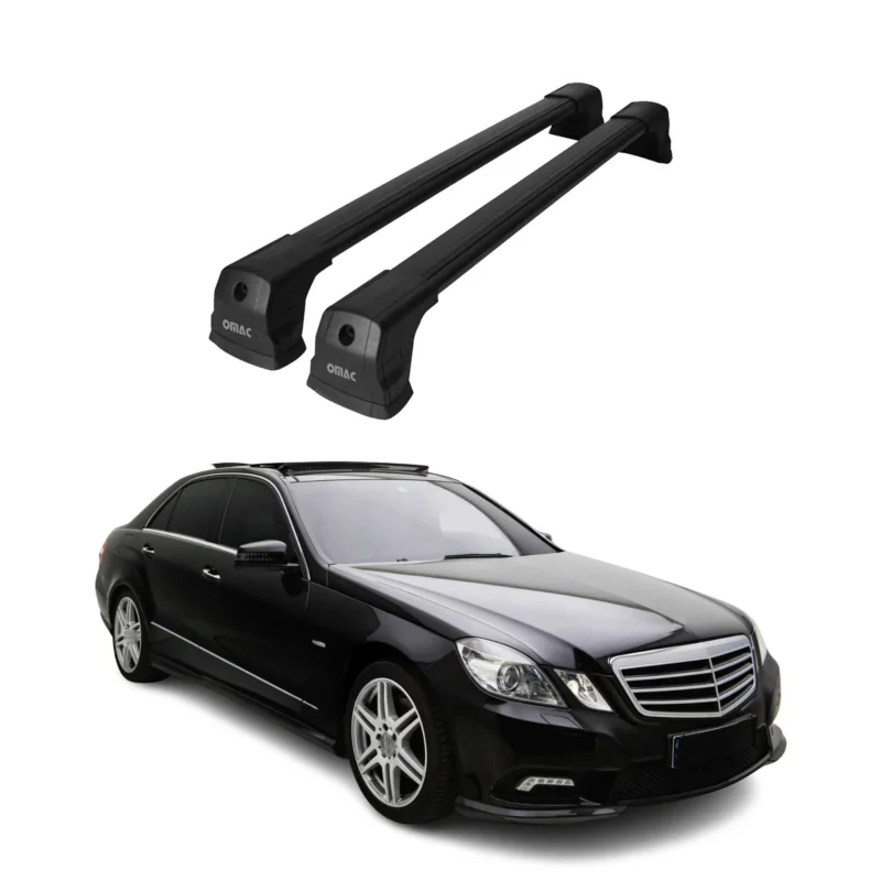 Dachträger Gepäkträger für Mercedes E Klasse W212 Limo 2010-2016 Schwarz Alu 2x