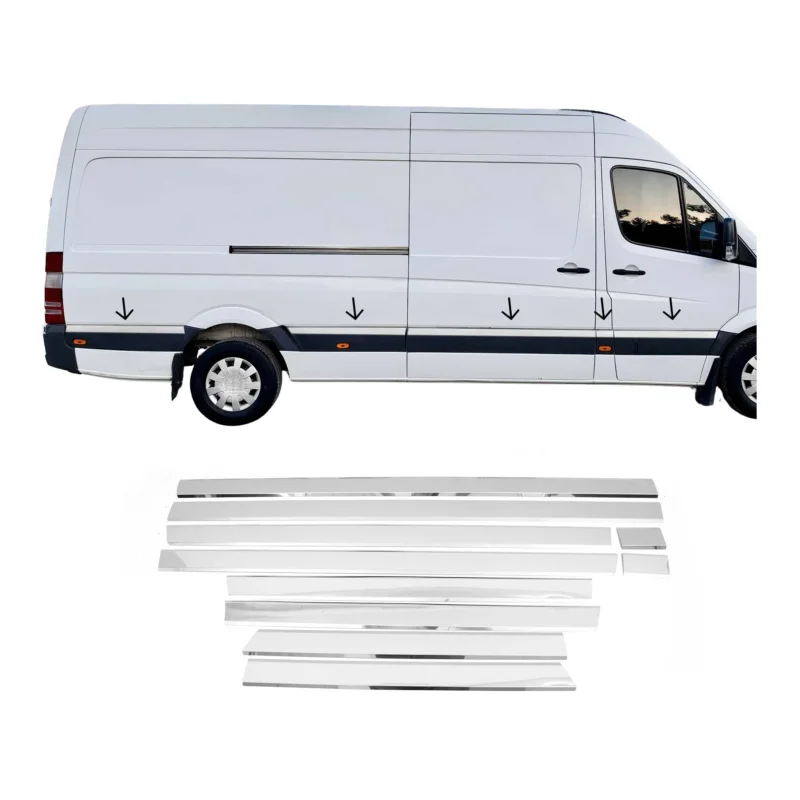 Seitentürleiste Türschutz für Mercedes Sprinter W906 2006-2018 L4 Langer Chrom