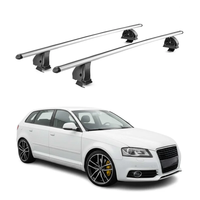 Alu Dachträger für Audi A3 8PA Sportback 2005-2013 TÜV T-Nut 75 kg 2tlg Silber