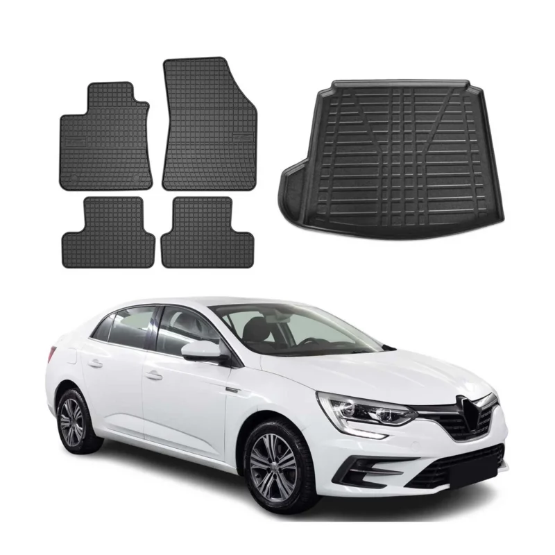 Fußmatten & Kofferraumwanne Set für Renault Megane Touch Icon 2016-2022 Gummi 5x