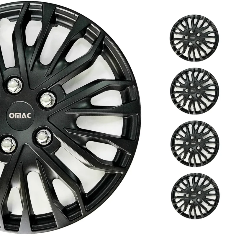 16 Zoll Radkappen Universal Radzierblenden Matte Schwarz ABS 4 Stück Radblenden