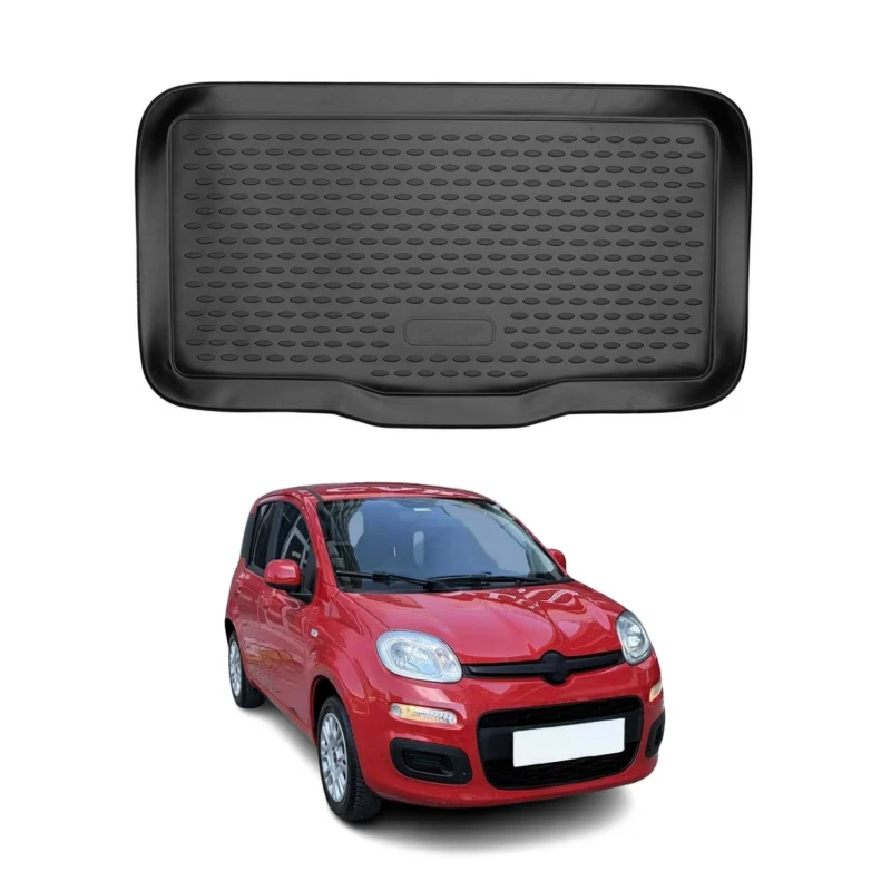 Kofferraummatte Kofferraumwanne für Fiat Panda 2012-2026 Gummi TPE Schwarz