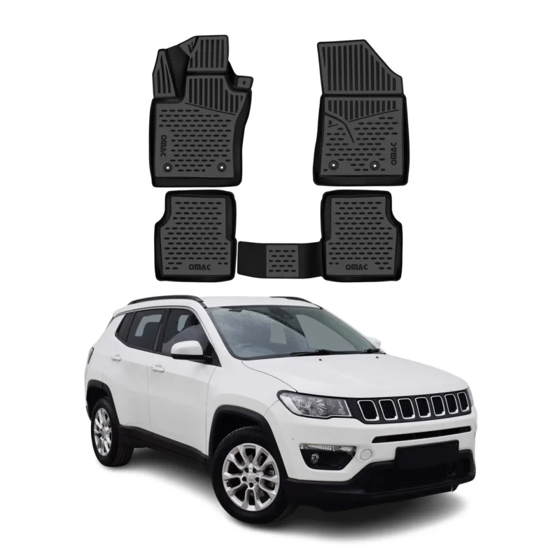 OMAC Gummimatten Fußmatten für Jeep Compass 2017-2025 TPE Automatten Schwarz 4x