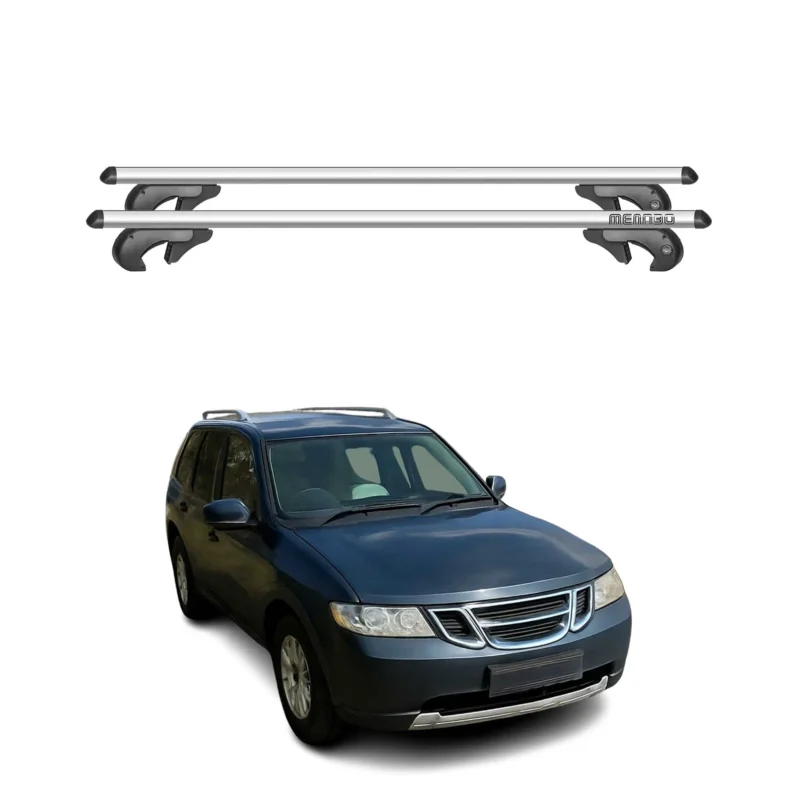 Menabo Dachträger Grundtäger für Saab 9-7 X 2004-2009 90kg Alu Silber 2 tlg