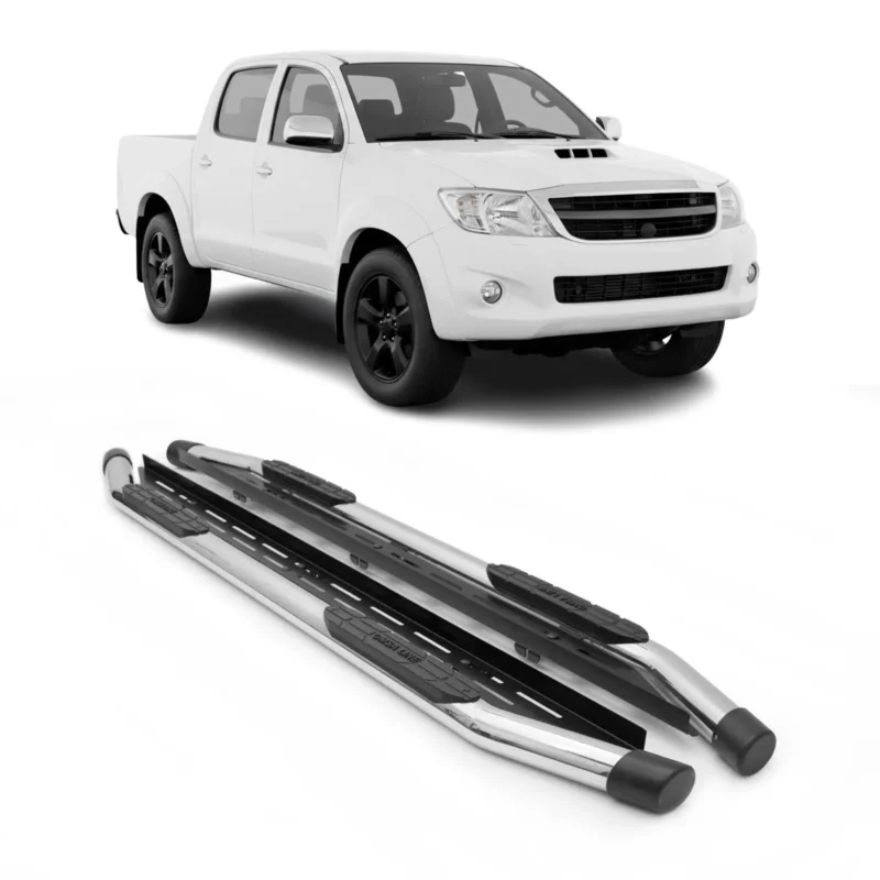 Edelstahl Trittbretter Schwellerrohre für Toyota Hilux DoubleCab 2005-15 Silber