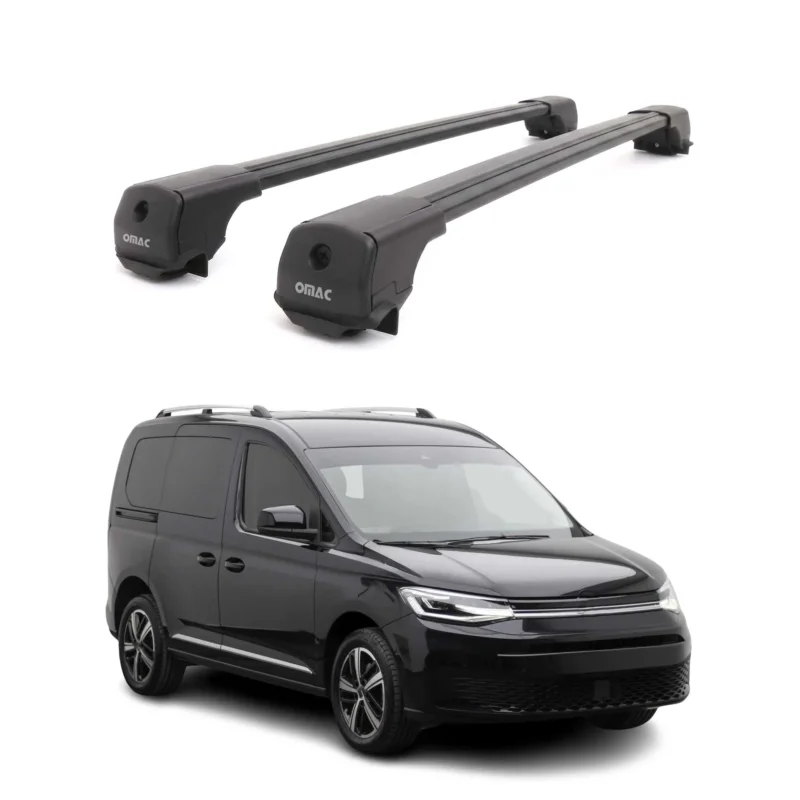 Dachträger Grundträger für VW Caddy V 2020-2026 Aluminium 75kg Schwarz 2tlg