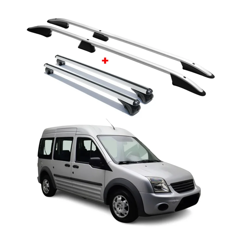 Dachträger + Dachreling für Ford Connect 2014-2021 Kurzer Aluminium Silber 4x