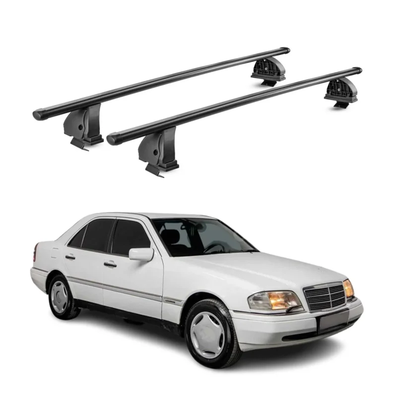Stahl Dachträger für Mercedes C Klasse W202 1993-2000 TÜV 75 kg 2tlg Schwarz