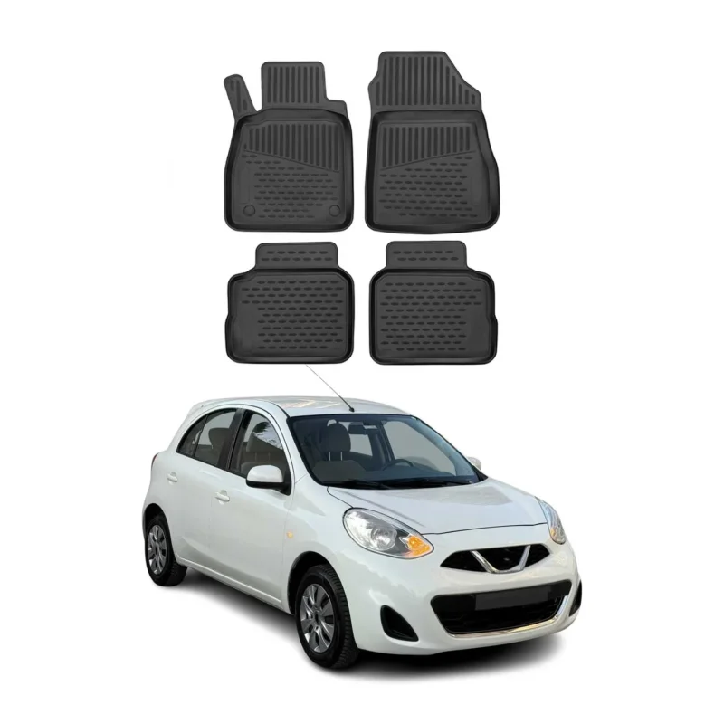 OMAC Gummimatten Fußmatten für Nissan Micra 2017-2023 TPE Automatten Schwarz 4x