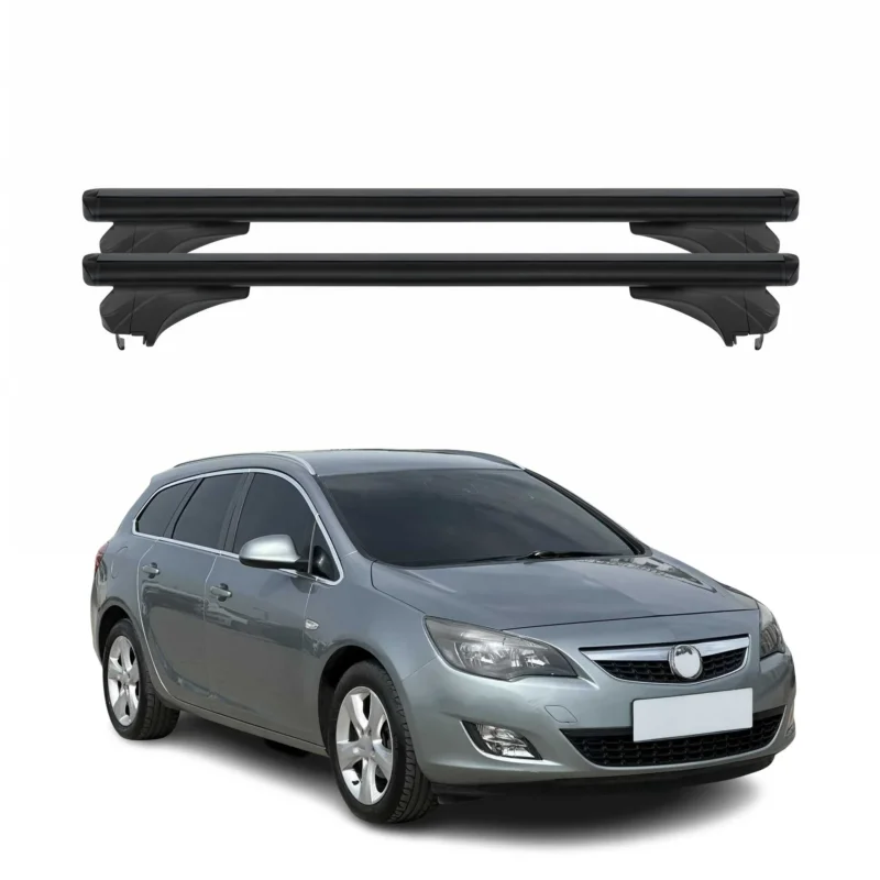 Menabo Dachträger für Opel Astra J Sportourer 2010-2016 Aluminium Schwarz 2 tlg