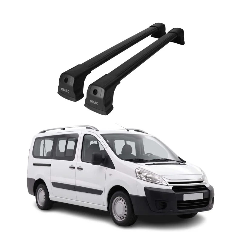 Dachträger Grundträger für Citroen Jumpy II 2007-2016 75kg Aluminium Schwarz 2x