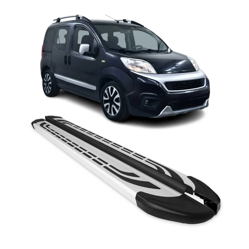 Trittbretter Seitenschweller Seitenbretter für Fiat Fiorino III 2007-24 Alu Grau