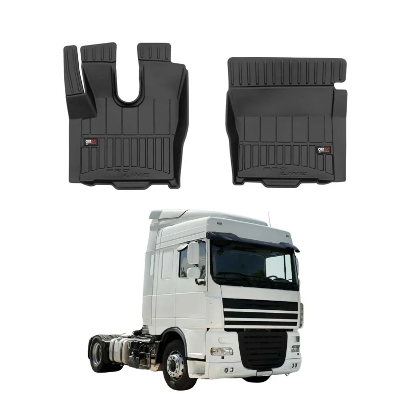 OMAC Gummi Fußmatten für DAF XF 2013-2026 Premium TPE 3D Automatten Schwarz 2x