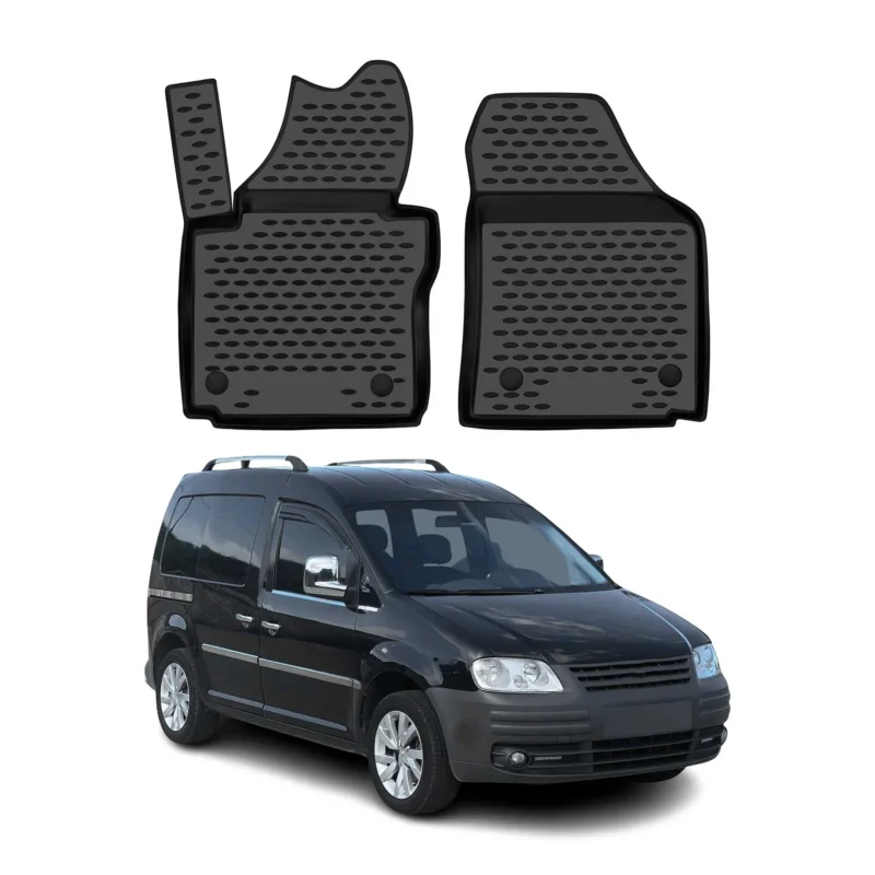 OMAC Gummimatten Fußmatten für VW Caddy III 2007-2015 1.Reihe TPE Schwarz 2tlg