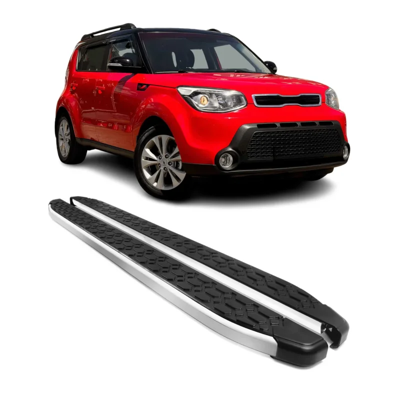 Alu Trittbretter Seitenschweller für Kia Soul II 2014-2019 Schwarz Silber 2tlg