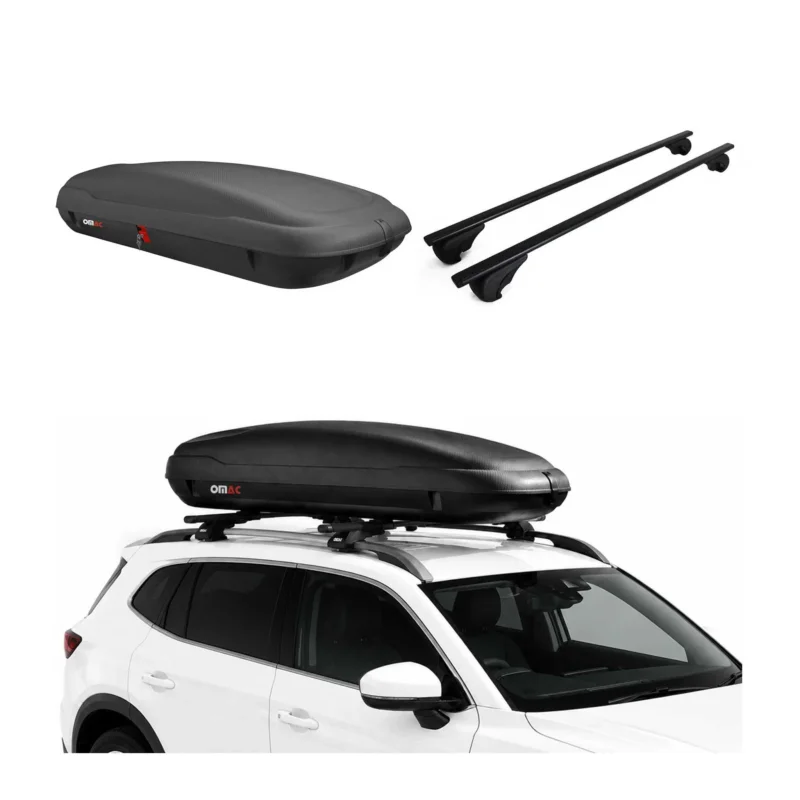 Carbonlook Dachbox 400L + Dachträger VW Sharan II 2010-2023 Schwarz Abschließbar