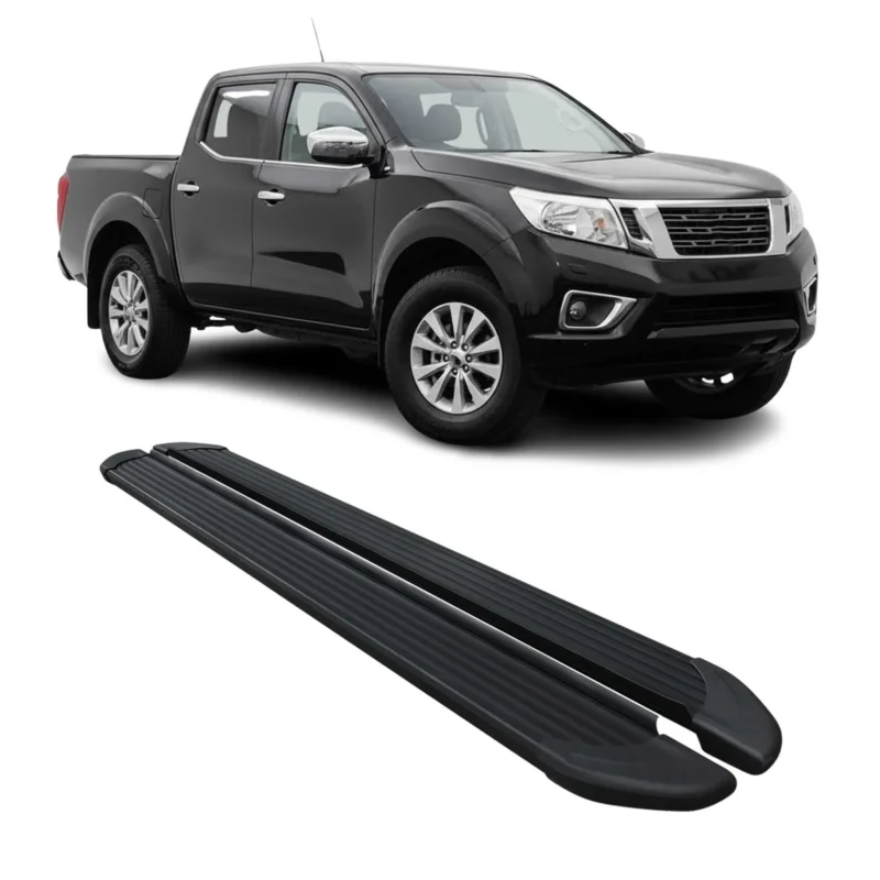 Trittbretter Seitenschutz für Nissan Navara D23 2015-23 DoubleCab Alu Schwarz 2x