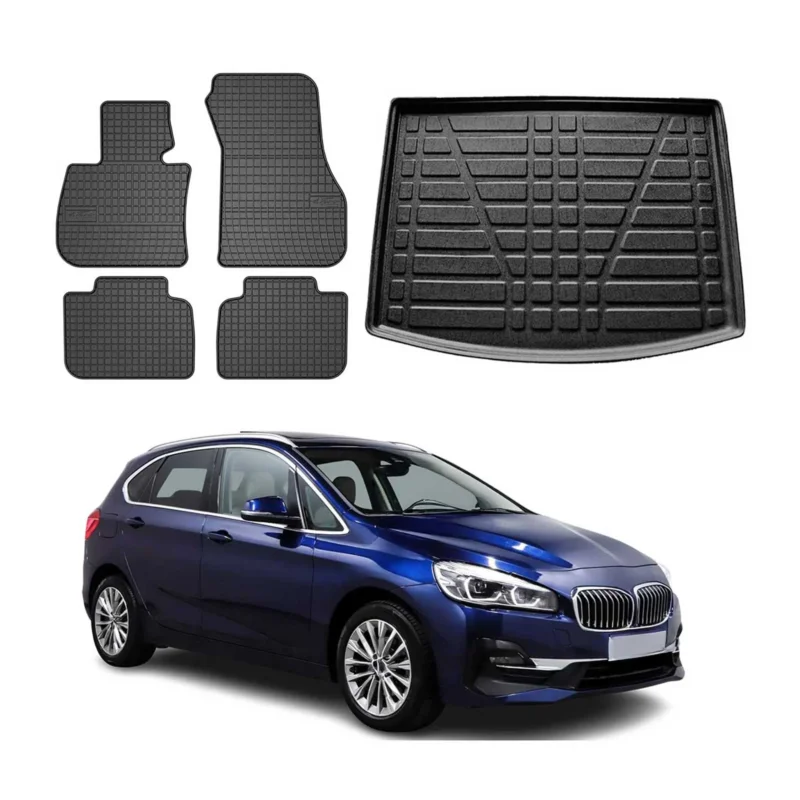 Fußmatten & Kofferraumwanne Set für BMW 2er Active Tourer F45 2014-2024 Gummi 5x