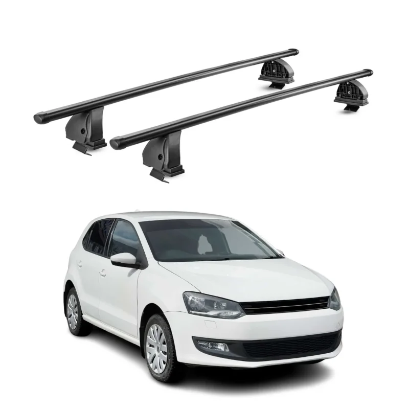 Stahl Dachträger für VW Polo mk5 2009-2017 5tür TÜV Abschließbar 2tlg Schwarz