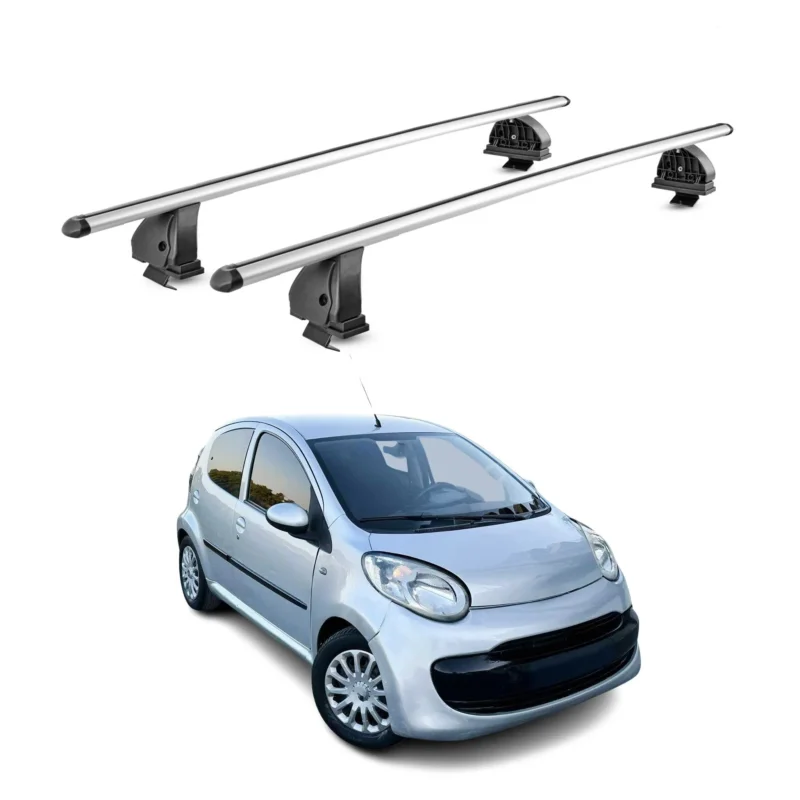 Alu Dachträger für Citroen C1 I 2005-2014 TÜV T-Nut Abschließbar 2tlg Silber