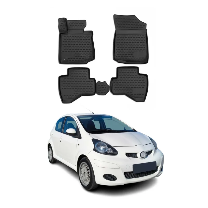 OMAC Gummimatten Fußmatten für Toyota Aygo 2005-2014 TPE Automatten Schwarz 4x