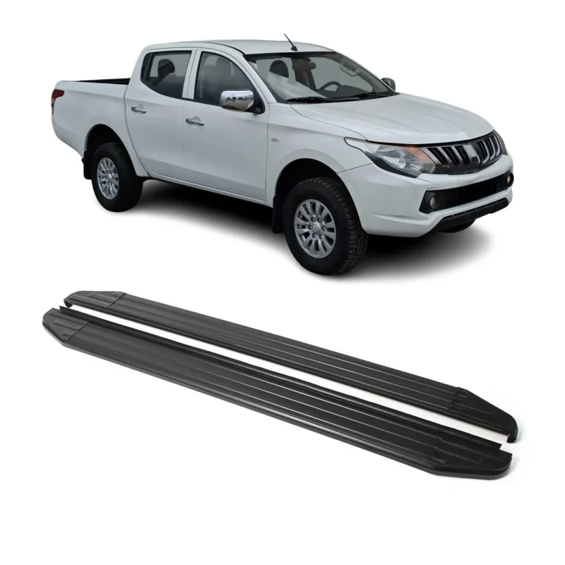 Trittbretter Seitenschweller für Mitsubishi L200 2006-2015 Aluminium Schwarz 2x