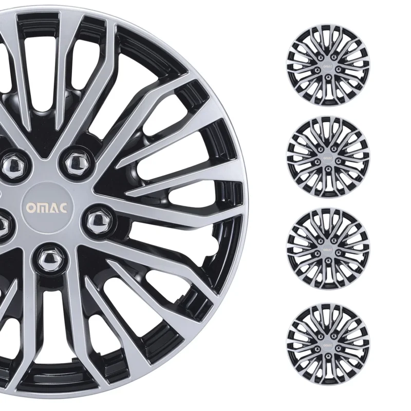15 Zoll Radkappen Universal Radzierblenden Grau-Schwarz ABS 4 Stück Radblenden