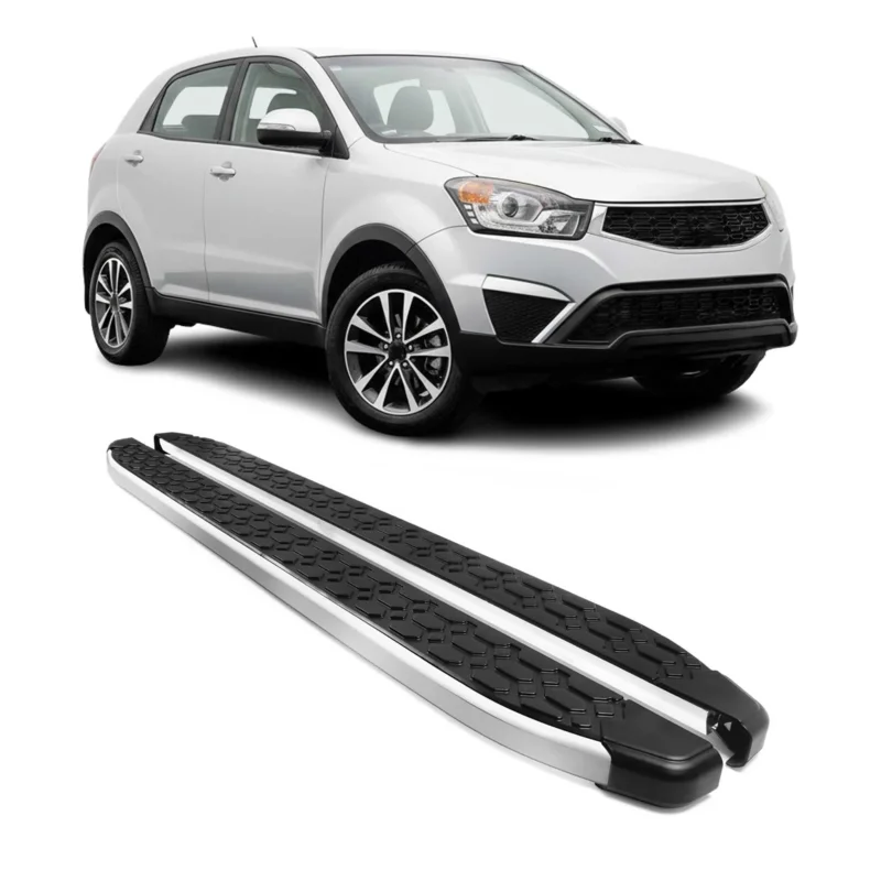Trittbretter Seitenschweller für Ssangyong Korando III 2010-2019 Schwarz Silber