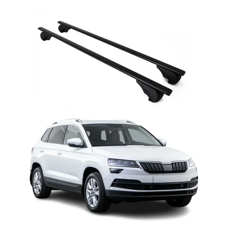 Dachträger Grundträger für Skoda Karoq 2017-2026 75kg Stahl Schwarz 2 tlg