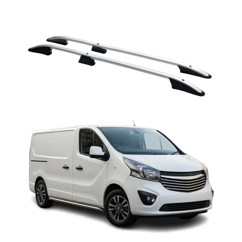 Dachreling Dachgepäckträger für Opel Vivaro B 2014-2019 Kurzer Alu Silber 2x