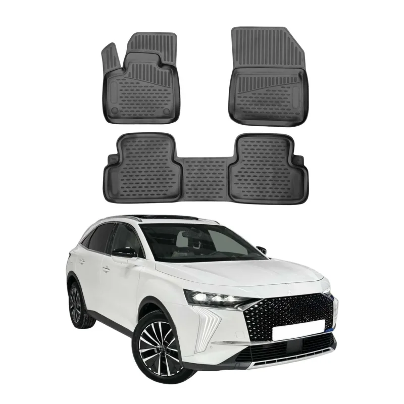 OMAC Gummimatten Fußmatten für DS7 Crossback / DS 7 2017-2026 TPE Schwarz 3x