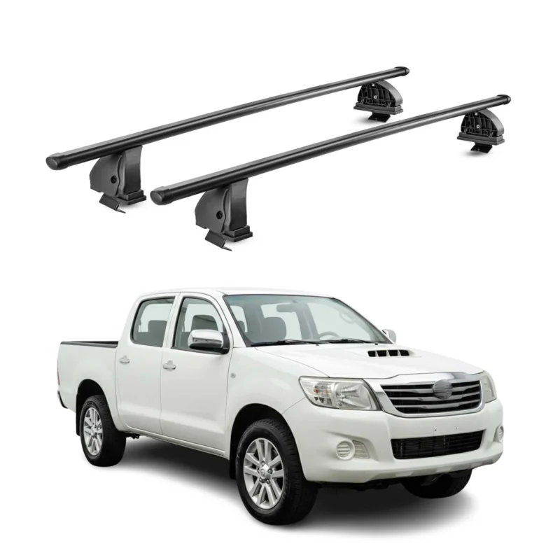 Stahl Dachträger für Toyota Hilux VII 2005-2015 4Tür TÜV 75 kg 2tlg Schwarz