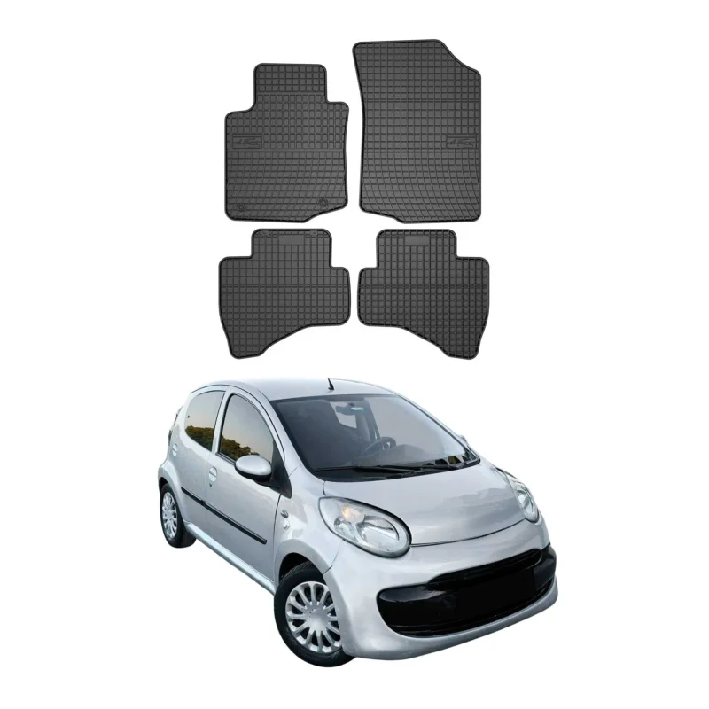 OMAC Gummi Fußmatten für Citroen C1 2005-2014 Automatten Gummi Schwarz 4tlg