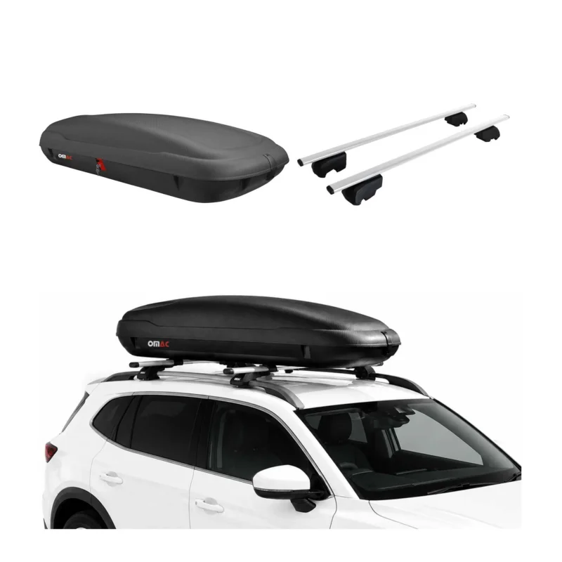 Carbonlook Dachbox 400L + Dachträger VW Passat B8 Variant 2014-19 Pre-FL Silber