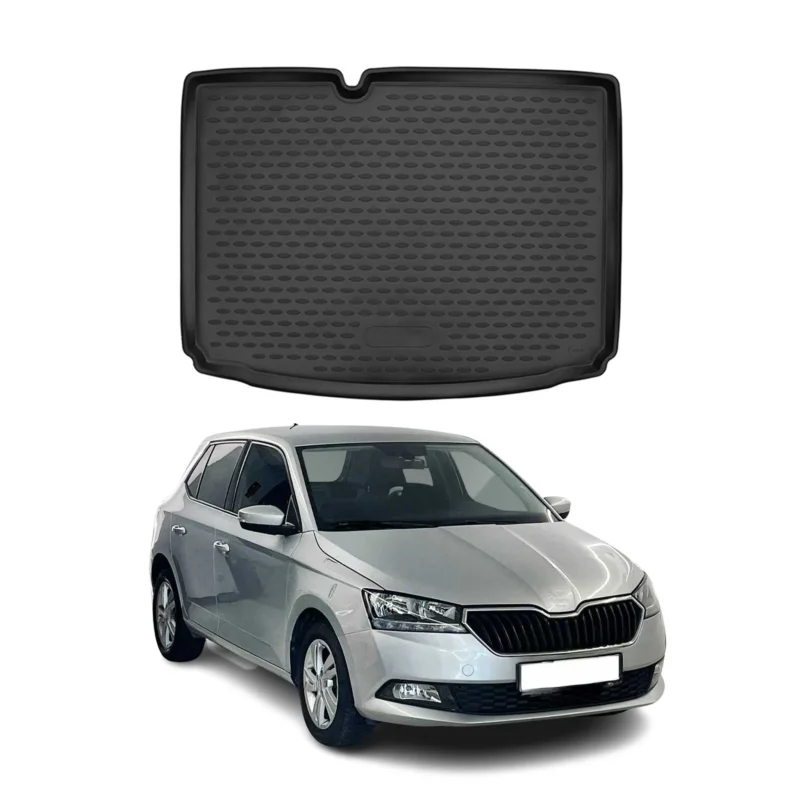 Kofferraummatte Kofferraumwanne für Skoda Fabia 2019-2021 Gummi TPE Schwarz