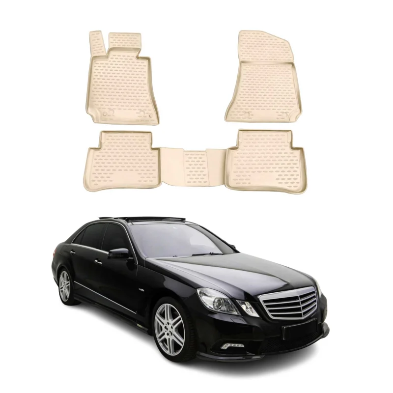 OMAC Gummimatten Fußmatten für Mercedes E Klasse W212 2010-2016 TPE Beige 4x