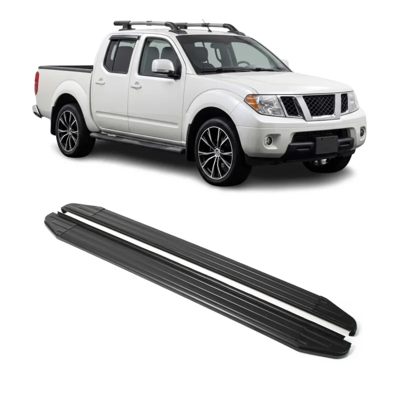 Trittbretter Seitenschweller für Nissan Navara II D40 2005-14 Aluminium Schwarz