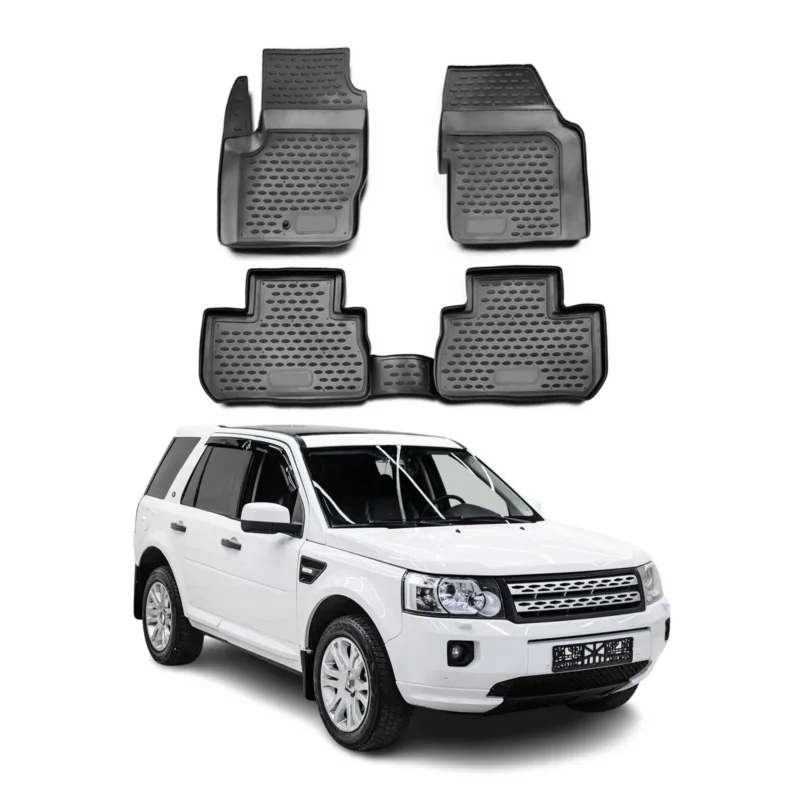 OMAC Gummimatten Fußmatten für Land Rover Freelander 2006-2012 TPE Schwarz 4x