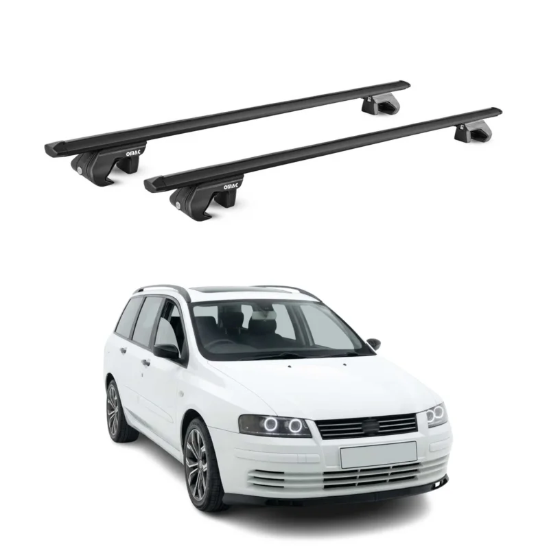 Dachträger Grundtäger für Fiat Stilo Kombi 2001-2007 90kg Alu Schwarz 2 tlg ABE