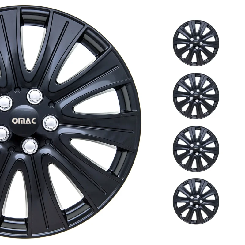 14 Zoll Radkappen Universal Radzierblenden Glanz Schwarz ABS 4 Stück Radblenden