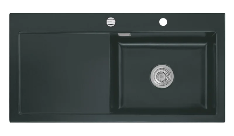 SYSTEMCERAM Einbauspüle Mera 100 SL Be. Re. Eibe 56 inkl. Excenterbetätigung, für 60 cm Schrankbreite, Einbauspüle Auflage Becken rechts 50640256