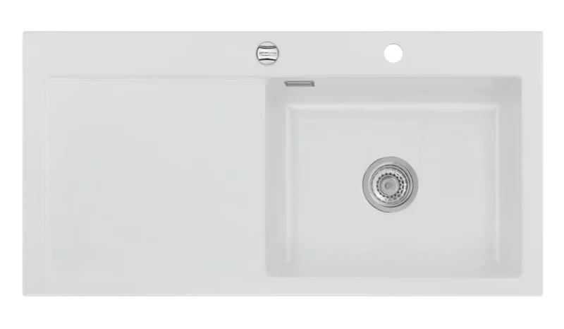 SYSTEMCERAM Einbauspüle Mera 100 SL Be. Re. Satin 20 inkl. Excenterbetätigung, für 60 cm Schrankbreite, Einbauspüle Auflage Becken rechts 50640220